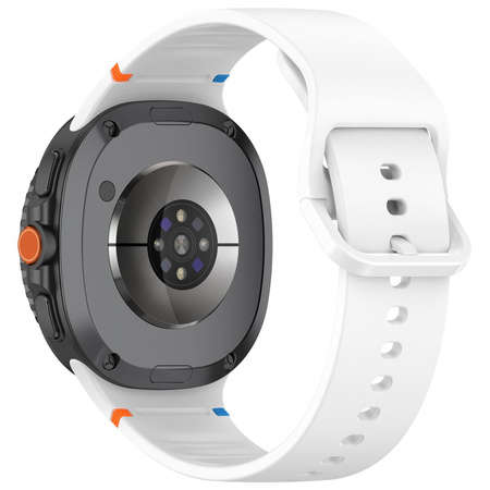 Silikonowy pasek Bizon Strap Watch Silicone G do Galaxy Watch 8 40 mm / 44 mm / 8 Classic 46 mm, biały
