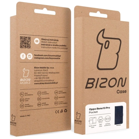 Etui z klapką Bizon Case Pocket do Oppo Reno13 Pro, granatowe