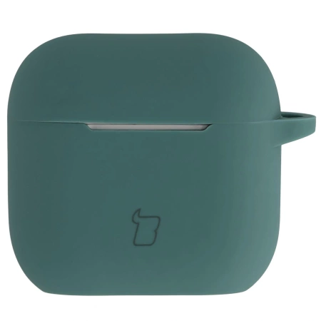 Silikonowe etui z karabińczykiem Bizon Case Headphone Silicone do AirPods 4, ciemnozielone