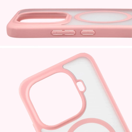 Etui z pierścieniem magnetycznym Bizon Case MatteO do Xiaomi 15T Pro, przydymione-jasnoróżowe