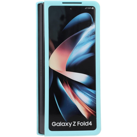 Etui z uchwytem na palec Bizon Case Hybrid Ring do Galaxy Z Fold4, przydymione z jasnoniebieską ramką