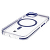 Etui z pierścieniem magnetycznym Bizon Case Marco do iPhone 15, przezroczyste z niebieską ramką