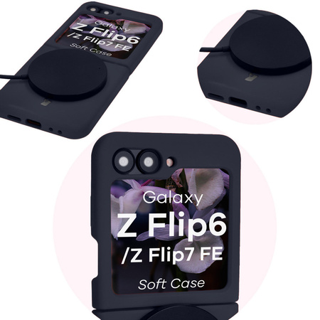 Silikonowe etui Bizon Soft Case do Galaxy Z Flip7 FE / Z Flip6, ciemnoniebieskie