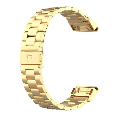Pasek ze stali nierdzewnej do smartwatcha, Bizon Strap Watch Aura, QuickFit 22 mm, złoty