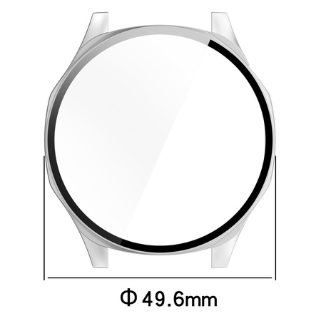 Etui ze szkłem do zegarka Bizon Case+Glass Watch do Huawei Watch GT 5 46 mm, satynowo srebrne