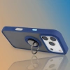 Etui z uchwytem na palec Bizon Case Hybrid Ring do iPhone 17 Pro, przydymione z granatową ramką