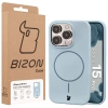 Silikonowe etui z pierścieniem magnetycznym Bizon Soft Case Magnetic do iPhone 15 Pro, błękitne