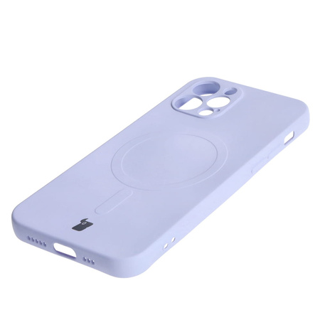Etui silikonowe z pierścieniem magnetycznym Bizon Case Silicone Magnetic do iPhone 12 Pro, jasnofioletowe