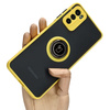 Etui z uchwytem na palec Bizon Case Hybrid Ring do Motorola Moto G42 , przydymione z żółtą ramką