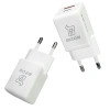 Ładowarka sieciowa Bizon Charger VT-25B, 25 W, USB-C PD, USB-A QC 4.0, GAN3, biała