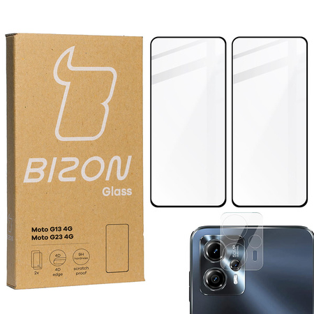 2x Szkło + szybka na aparat BIZON Edge 2 do Moto G13/G23 4G