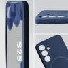 Silikonowe etui z pierścieniem magnetycznym Bizon Soft Case Magnetic do Galaxy S25, granatowe
