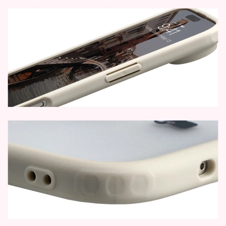 Etui z pierścieniem magnetycznym Bizon Case MatteO do iPhone Air, przydymione-beżowe