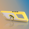 Etui z uchwytem na palec Bizon Case Hybrid Ring do Motorola Edge 50 Ultra, przydymione z żółtą ramką