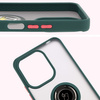 Etui z uchwytem na palec Bizon Case Hybrid Ring do Xiaomi Redmi 13 4G, przydymione z ciemnozieloną ramką
