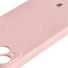 Etui silikonowe z pierścieniem magnetycznym Bizon Case Silicone Magnetic do iPhone 15 Plus, jasnoróżowe