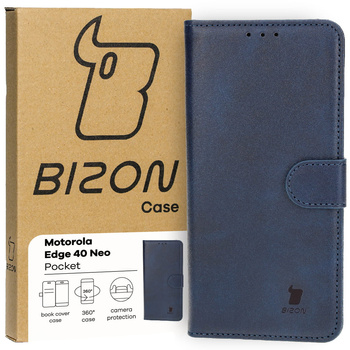 Etui z klapką Bizon Case Pocket do Motorola Edge 40 Neo, granatowe