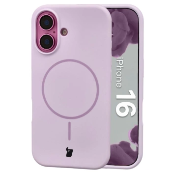Silikonowe etui z pierścieniem magnetycznym Bizon Soft Case Magnetic do iPhone 16, jasnofioletowe