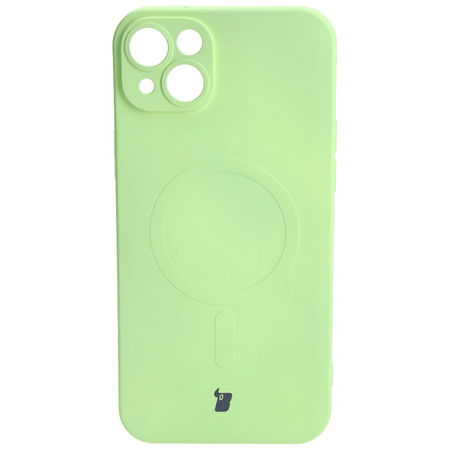 Etui silikonowe z pierścieniem magnetycznym Bizon Case Silicone Magnetic do iPhone 14 Plus, jasnozielone