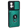 Etui Bizon Case Camshield Card Slot Ring do Motorola Moto G73 5G, zielone
