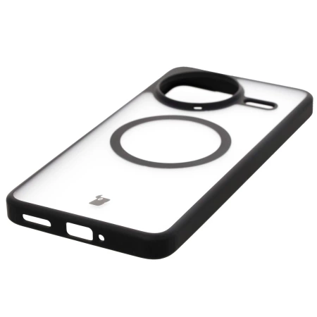 Etui z pierścieniem magnetycznym Bizon Case MatteO do Xiaomi Poco F7 Ultra, przydymione-czarne