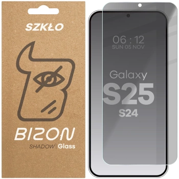 Prywatyzujące szkło hartowane Bizon Glass Clear Shadow do Galaxy S25 / S24, przyciemniane
