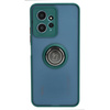 Etui z uchwytem na palec Bizon Case Hybrid Ring do Xiaomi Redmi Note 12 4G, przydymione z ciemnozieloną ramką