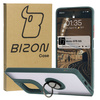 Etui z uchwytem na palec Bizon Case Hybrid Ring do Motorola Moto G75 5G, przydymione z ciemnozieloną ramką