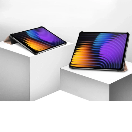 Etui z klapką Bizon Case Tab Croc do Xiaomi Pad 7 / 7 Pro, różowozłote