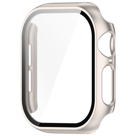 Etui ze szkłem do zegarka Bizon Case+Glass Watch do Apple Watch 11 / 10 (46mm), szampańskie