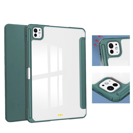 Etui Bizon Case Tab Clear Matt do iPad Pro 11" 2025 / 2024, ciemnozielone