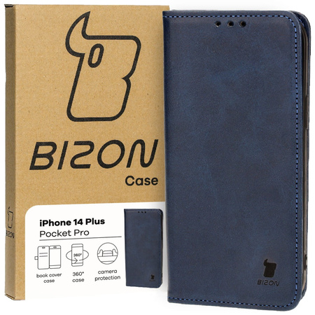 Etui z klapką Bizon Case Pocket Pro do iPhone 14 Plus, granatowe