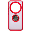 Etui z uchwytem na palec Bizon Case Hybrid Ring do Xiaomi 14 Ultra, przydymione z czerwoną ramką