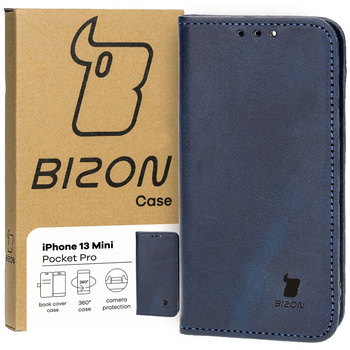 Etui z klapką Bizon Case Pocket Pro do iPhone 13 Mini, granatowe