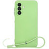Silikonowe etui z pierścieniem magnetycznym Bizon Case Silicone Magnetic Sq do Galaxy A26 5G, jasnozielone