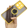 Etui z uchwytem na palec Bizon Case Hybrid Ring do Xiaomi 13 Pro, przydymione z żółtą ramką