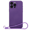 Silikonowe etui z pierścieniem magnetycznym Bizon Case Silicone Magnetic do iPhone 16 Pro, śliwkowe