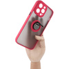Etui z uchwytem na palec Bizon Case Hybrid Ring do iPhone 14 Pro Max, przydymione z czerwoną ramką