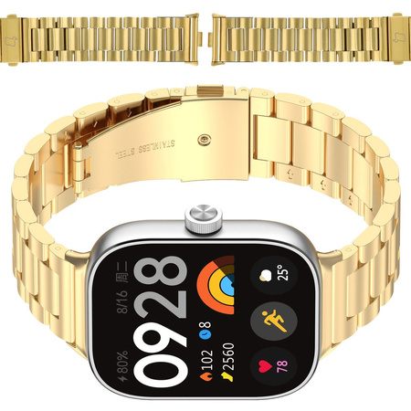 Pasek ze stali nierdzewnej Bizon Strap Watch Aura do  Xiaomi Redmi Watch 5/4 / Smart Band 9/8 Pro, złoty