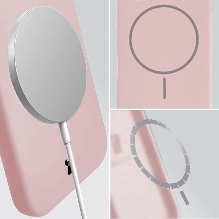 Silikonowe etui z pierścieniem magnetycznym Bizon Soft Case Magnetic do iPhone 17, jasnoróżowe