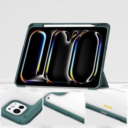 Etui Bizon Case Tab Clear Matt do iPad Pro 13" 2025 / 2024, ciemnozielone