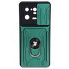 Etui Bizon Case Camshield Card Slot Ring do Xiaomi 13 Pro, zielone