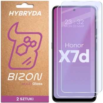 Elastyczne szkło hybrydowe Bizon Glass Mule Duo do Honor X7d, 2 sztuki