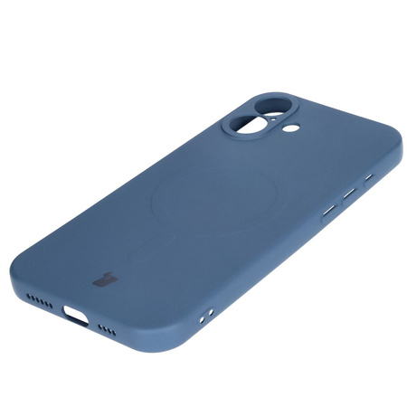 Silikonowe etui z pierścieniem magnetycznym Bizon Case Silicone Magnetic do iPhone 16, granatowe