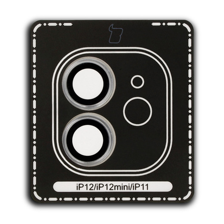 Szkło na aparat z aplikatorem Bizon Glass Snap Lens do iPhone 12 / 12 Mini / 11, 1 zestaw, srebrna ramka
