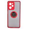 Etui z uchwytem na palec Bizon Case Hybrid Ring do Xiaomi Poco X5 Pro, przydymione z czerwoną ramką