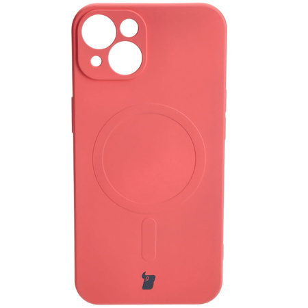 Etui silikonowe z pierścieniem magnetycznym Bizon Case Silicone Magnetic do iPhone 13, brudnoróżowe