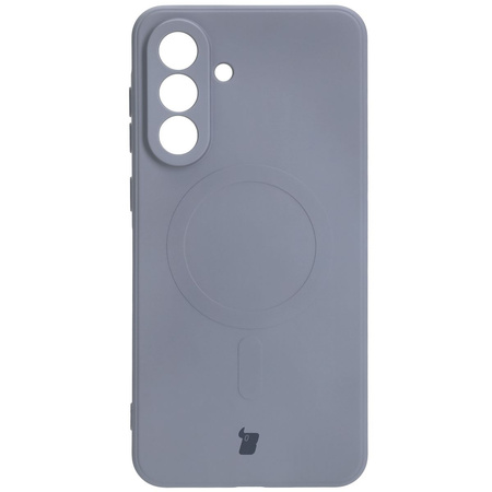 Silikonowe etui z pierścieniem magnetycznym Bizon Case Silicone Magnetic Sq do Galaxy A56 5G, szare