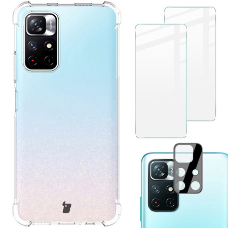 Etui + 2x szkło + obiektyw Bizon Case Clear Pack do Poco M4 Pro 5G / Redmi Note 11S 5G, przezroczyste