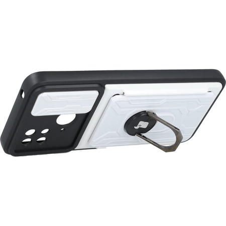 Etui Bizon Case Camshield Card Slot Ring do Xiaomi Redmi 10C, białe